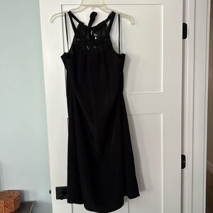 T Tahari Black Cocktail dress with tie neck and ruffle chain detail